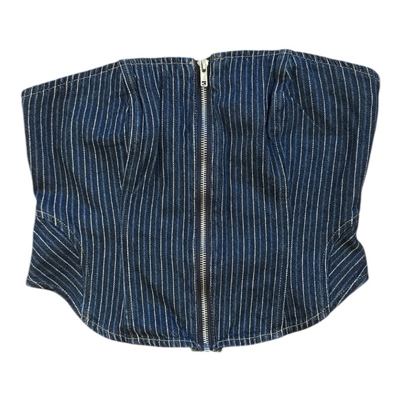 FOREVER21 Striped Denim Corset Top - Picture 1 of 3